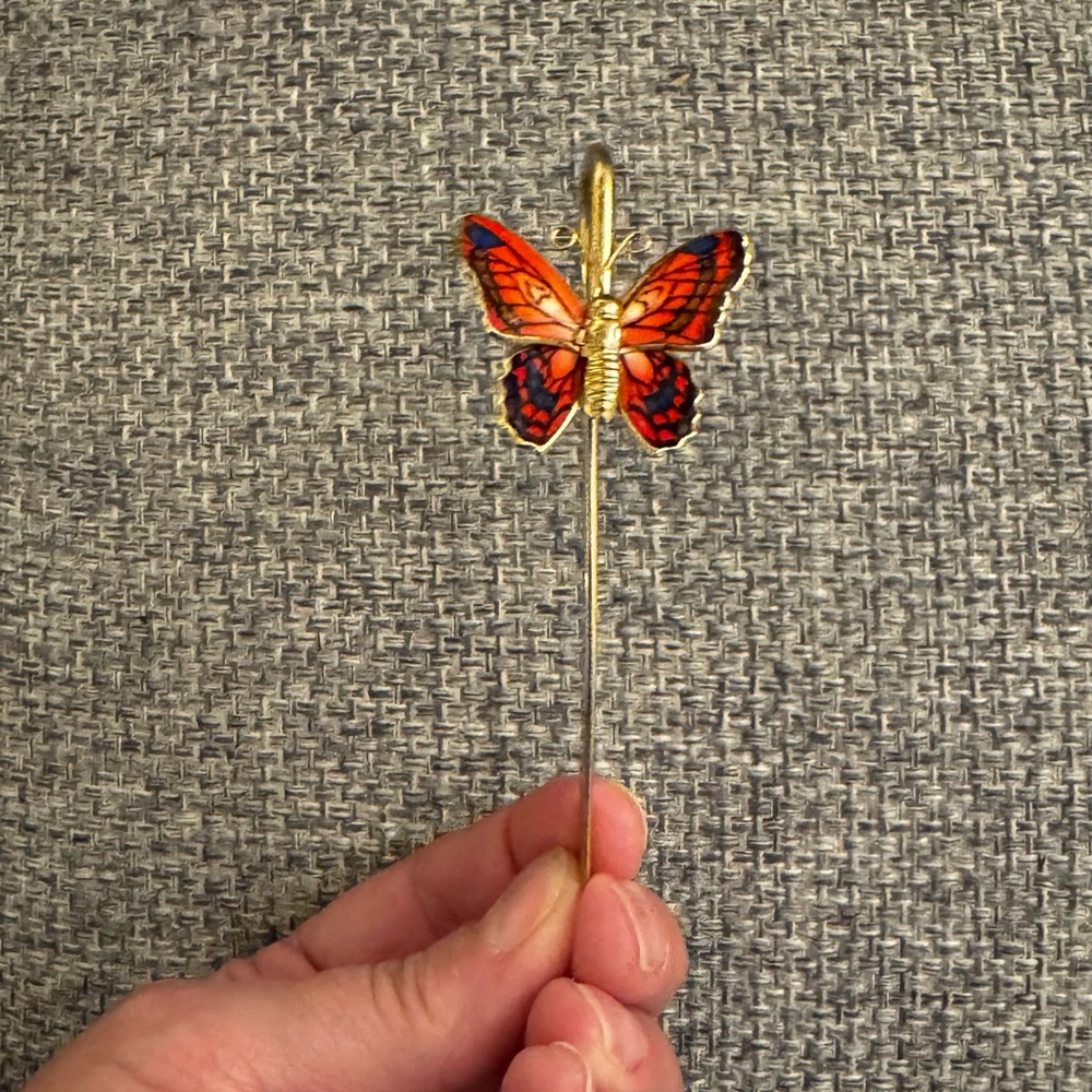 Vintage Butterfly Bookmark, Brass Stick